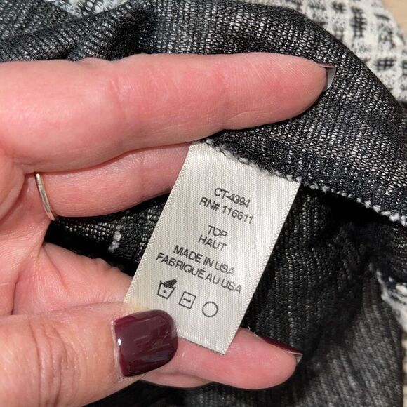 Anthropologie Amadi Womens Tweed Sleeveless Peplum Blouse Black White Small NWT - Picture 7 of 10